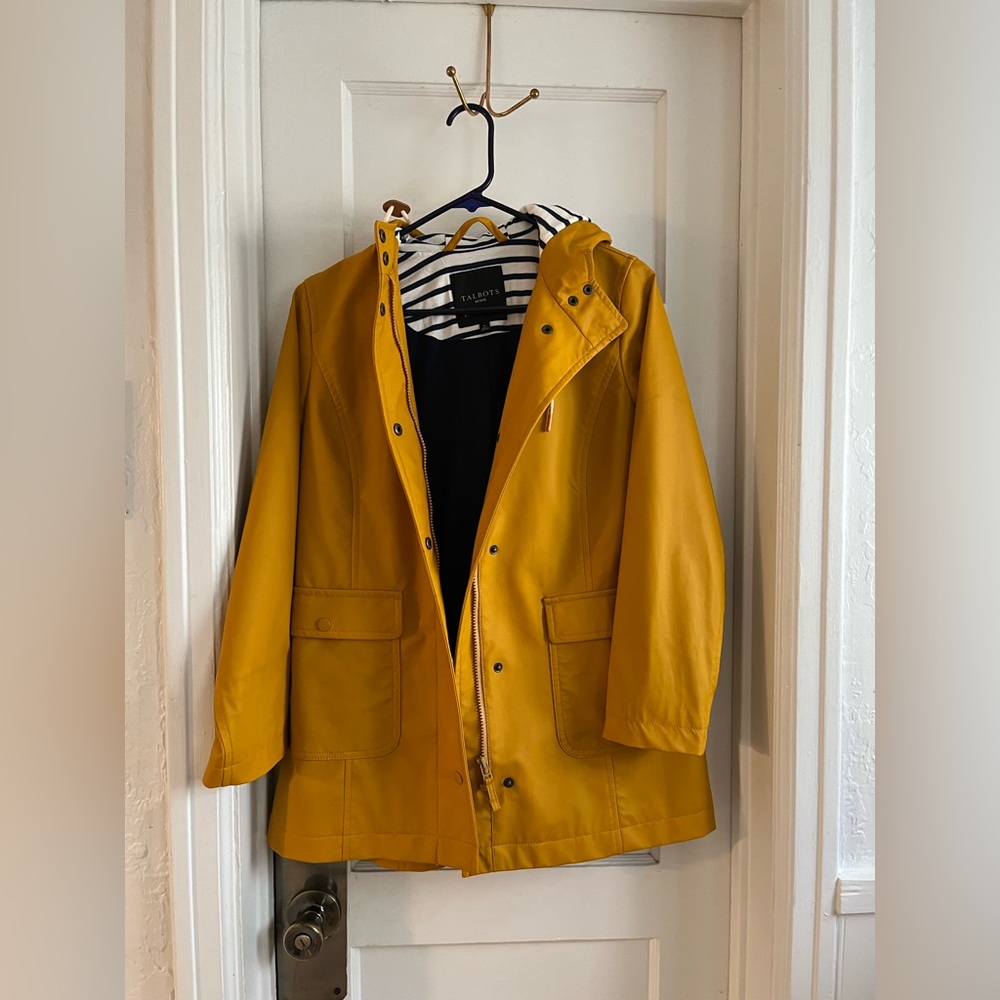 Talbots Hooded Rain Coat - Yellow
